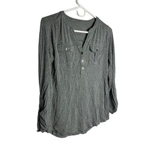 a new day Charcoal Blouse with Button Detail